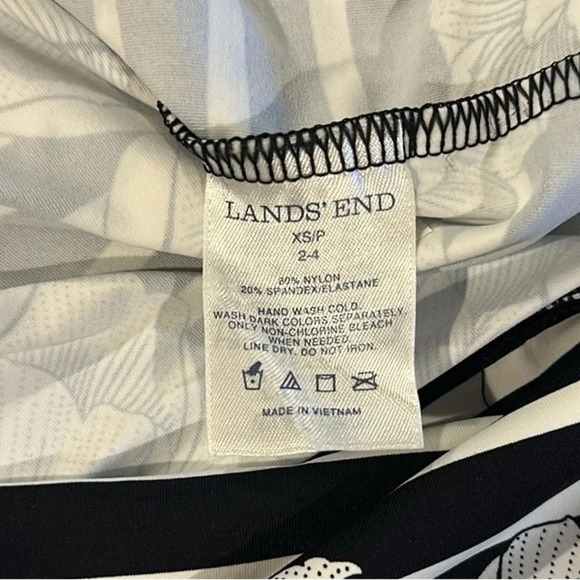 Lands End Black White Floral Striped Swim Shift Dress Size XS Summer Swim Pool - Picture 5 of 6